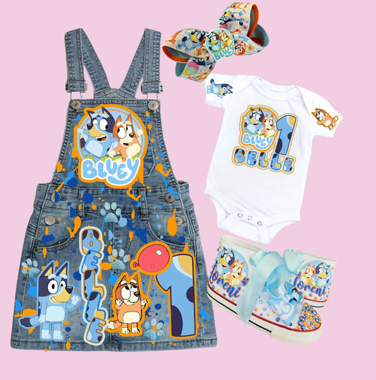 Bluey Denim overall Dress, Bluey Jeans outfit, Bluey Overall