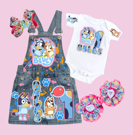 Bluey Denim overall Dress, Bluey Jeans outfit, Bluey Overall