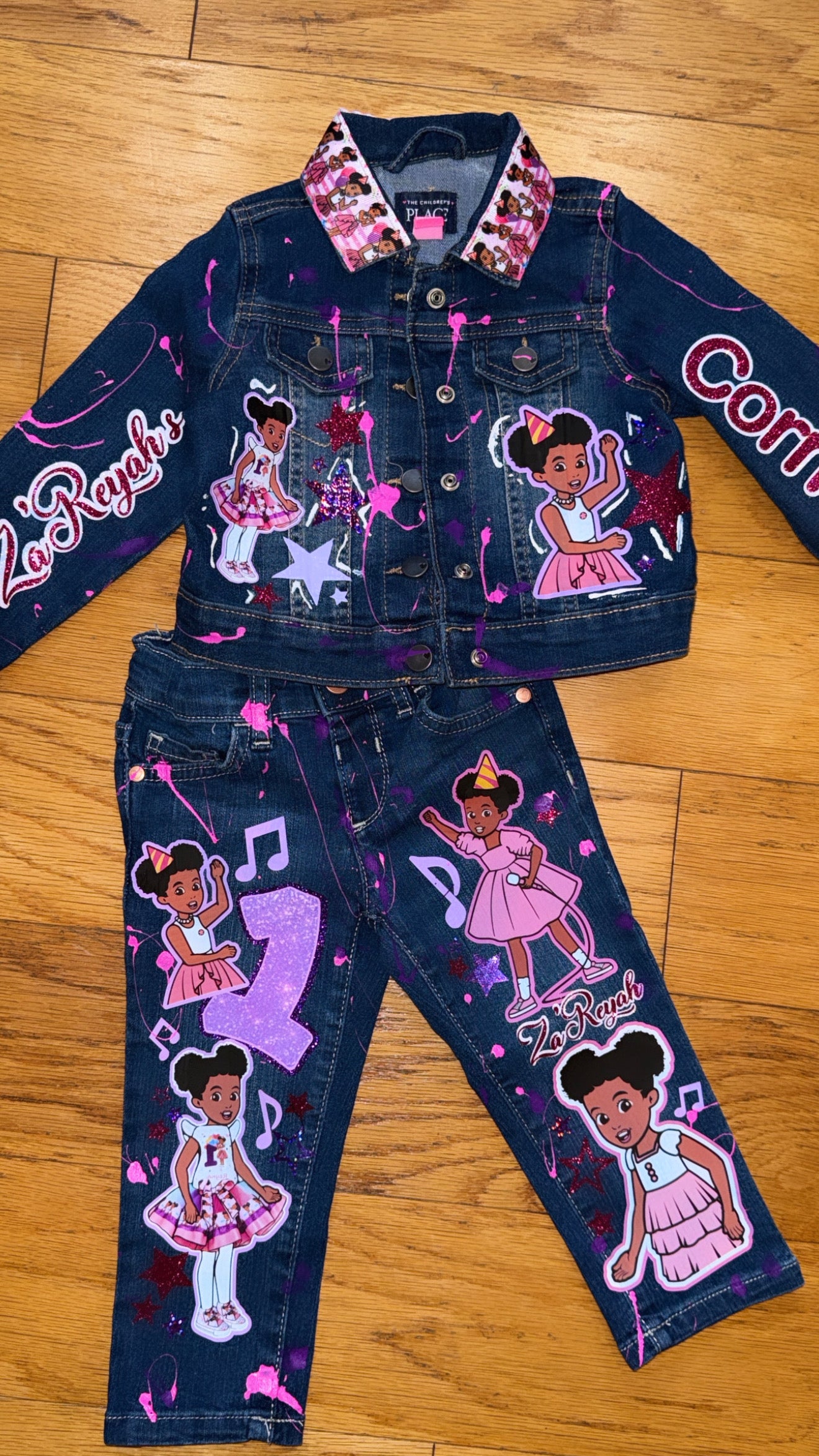 Gracie Corner Denim Outfit with shoes (front and Back Design)