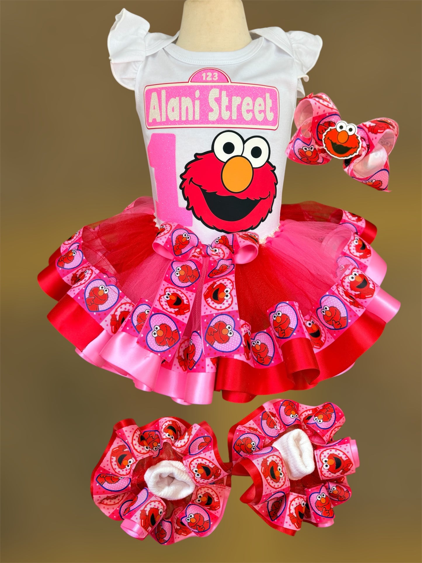 Elmo Tutu Outfit, Elmo Tutu set, Elmo Birthday tutu outfit