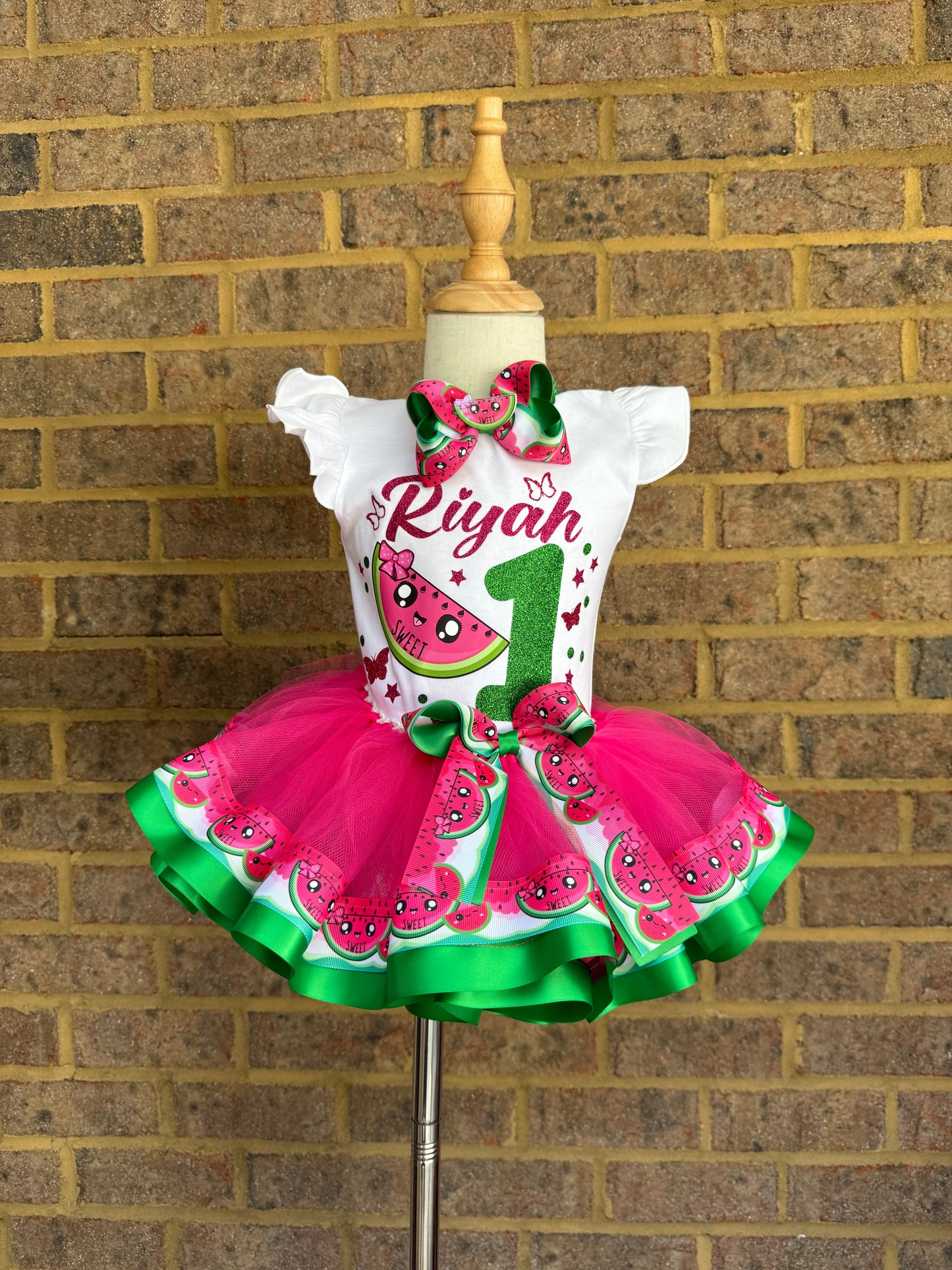 Melon Tutu Outfit (2 layer ribbon trim tutu)