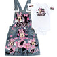 Minnie Mouse Denim overall outfit, jeans overall dress, Minnie mouse birthday jeans dress