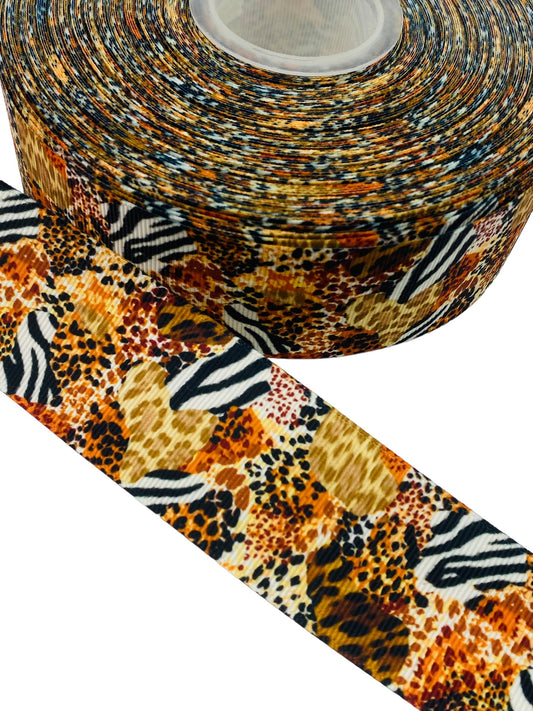 Leopard Printand zebra Print  Ribbon 38mm/ 1.5 Inch Ribbon (1 Yard)