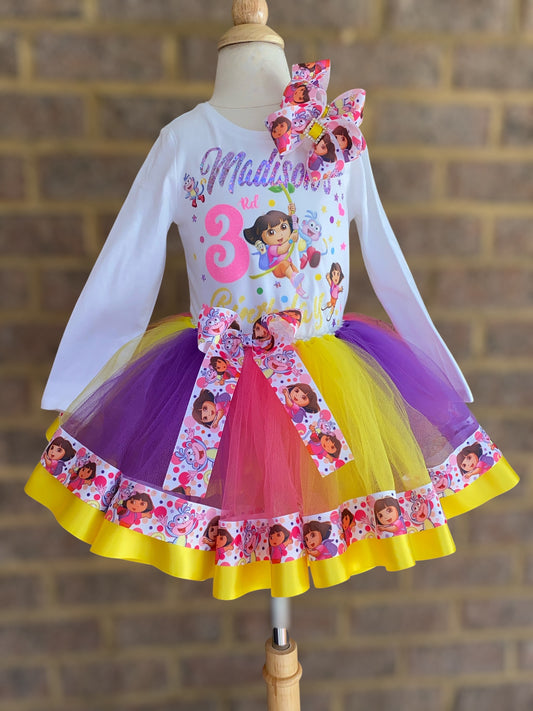 Dora the explorer Tutu Outfit (3 layer outfit)