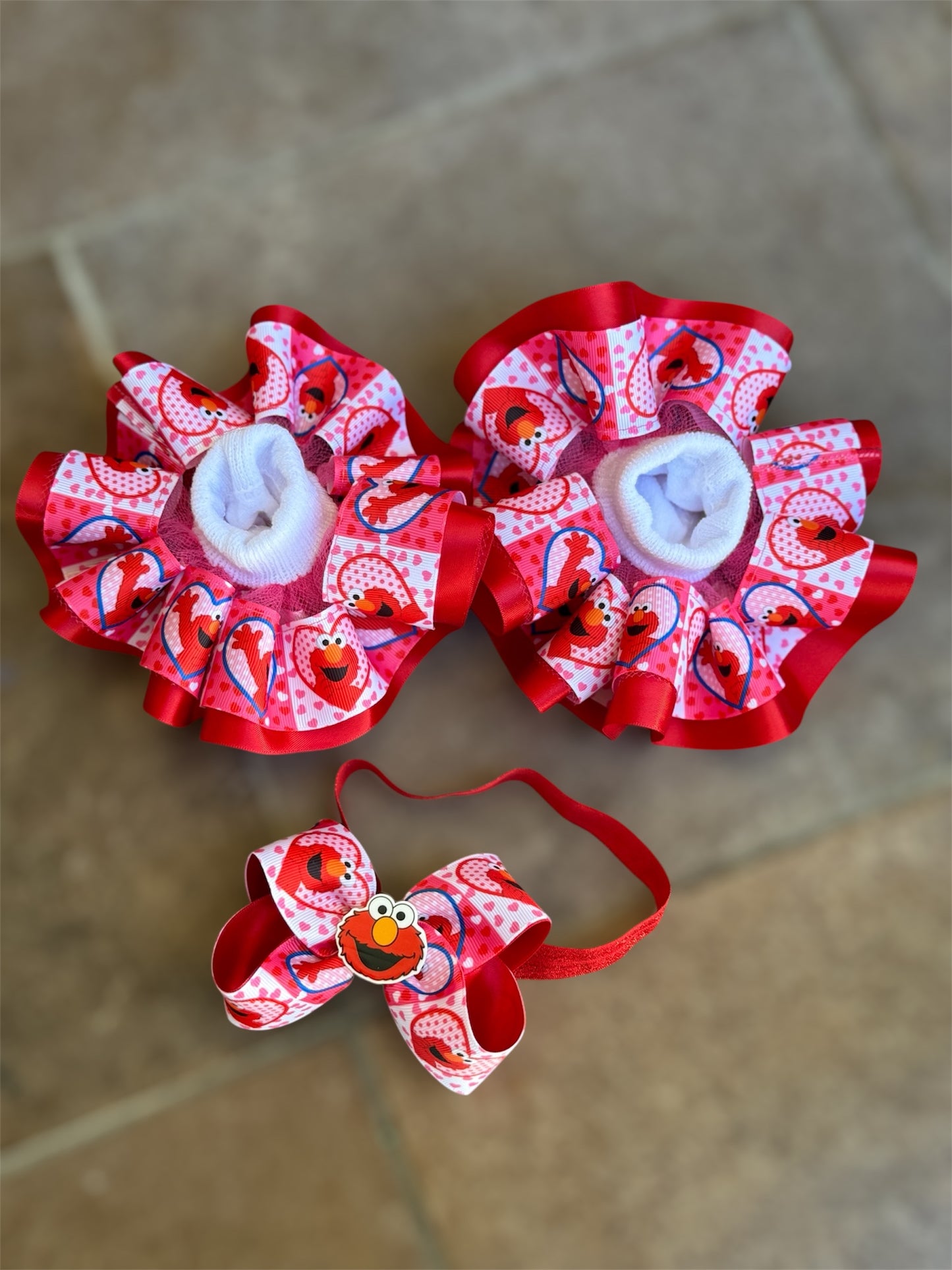 Elmo Ruffle Socks, Elmo Tutu Socks, Elmo Hair Accessory