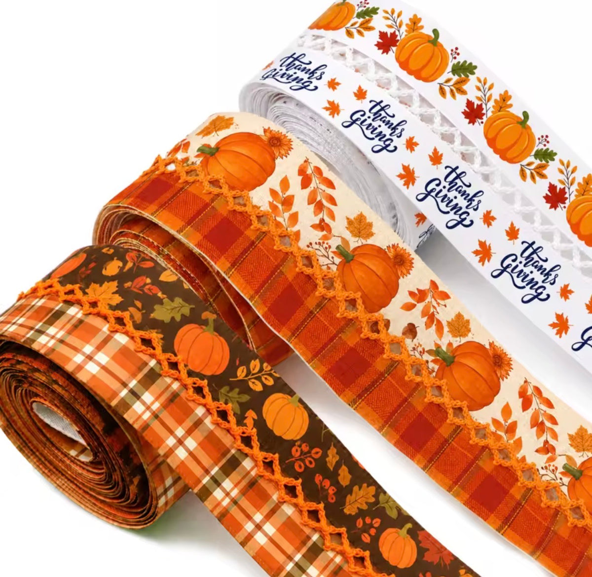 Fall Ribbon, Fall Satin Ribbon ( size 32mm) single face design