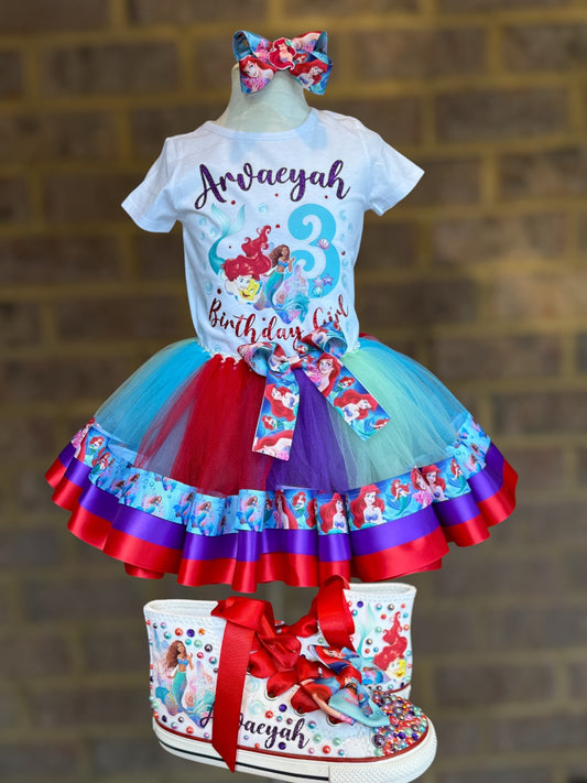 Little Mermaid tutu outfit with matching shoes,