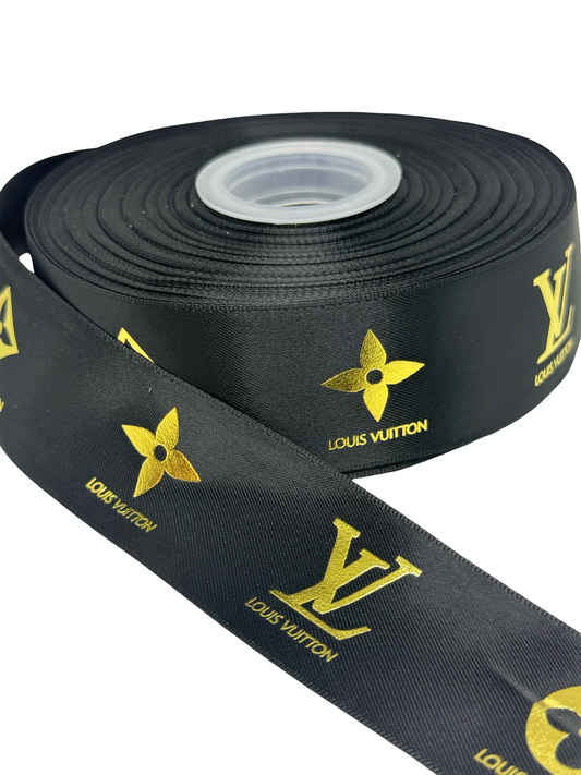 LV Ribbon (1 yard) 38mm/ 1.5 inches Foil Ribbon ) 🖤