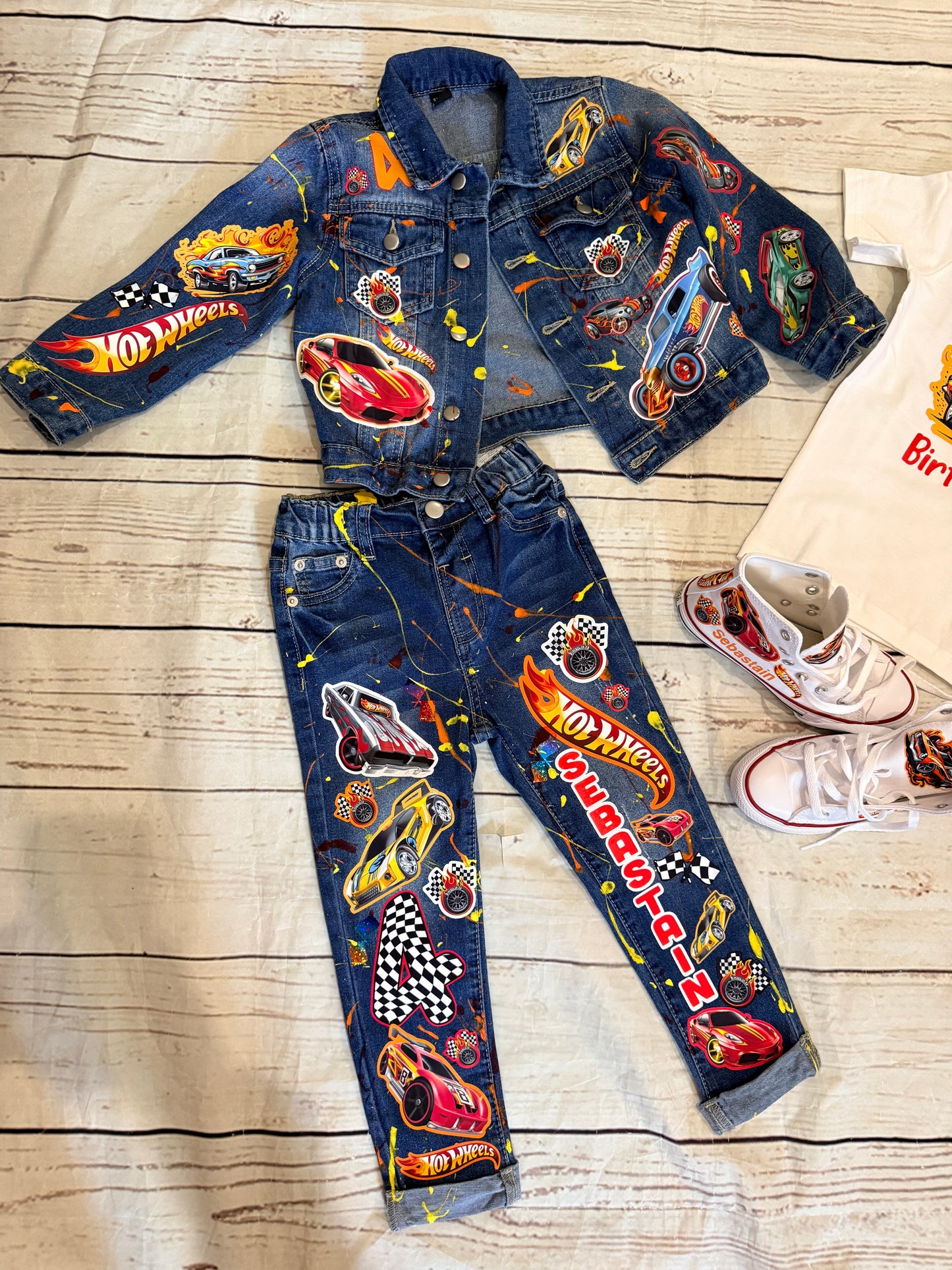 Hot wheels Denim Birthday outfit, Hot wheels Denim set