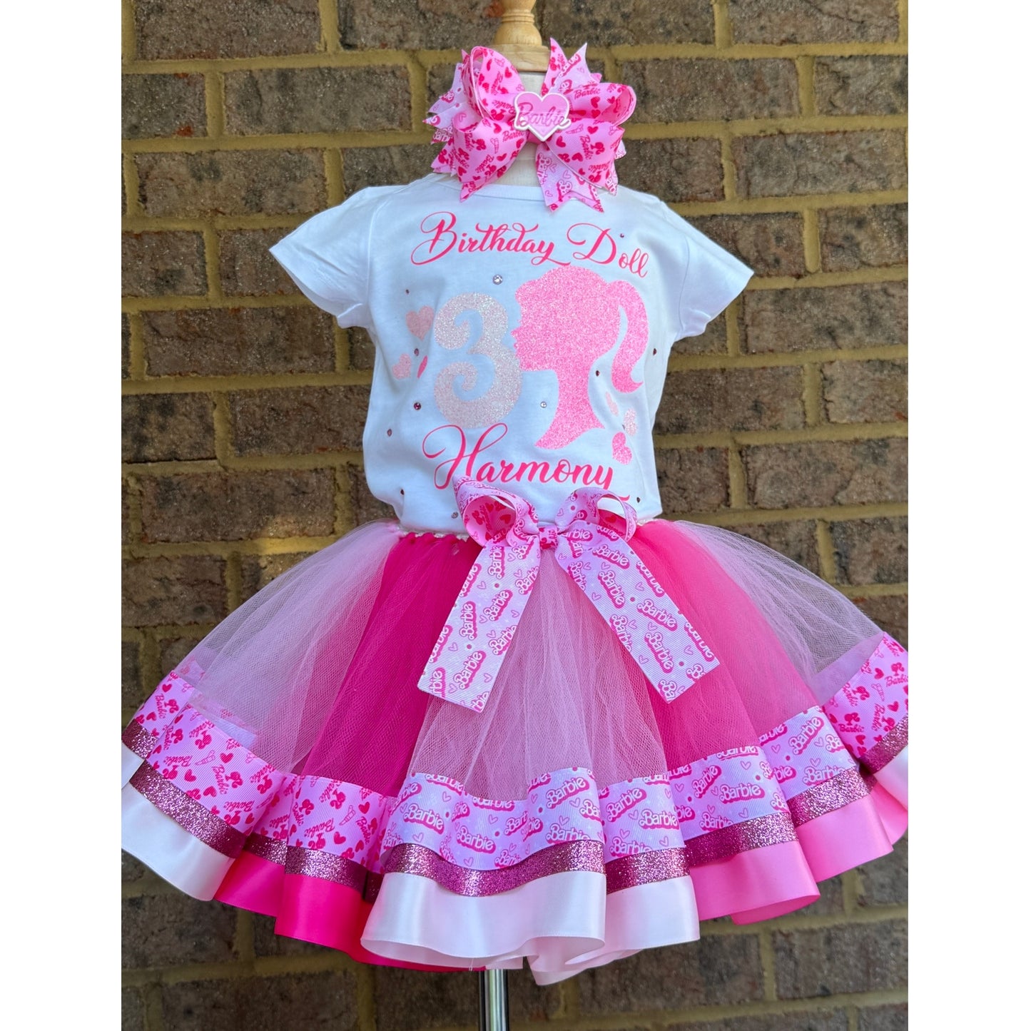 Barbie Tutu Outfit (3 layer Ribbon Trimmed tutu outfit)