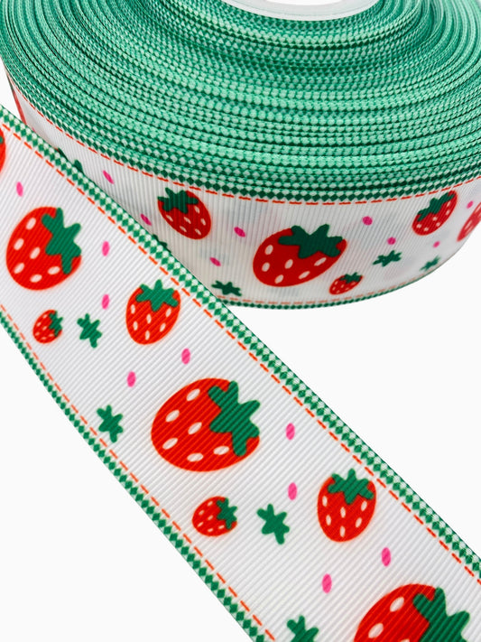 Strawberry Ribbon 38mm/1.5 Inch Ribbon (1 Yard).  🎀May New Arrival🎀