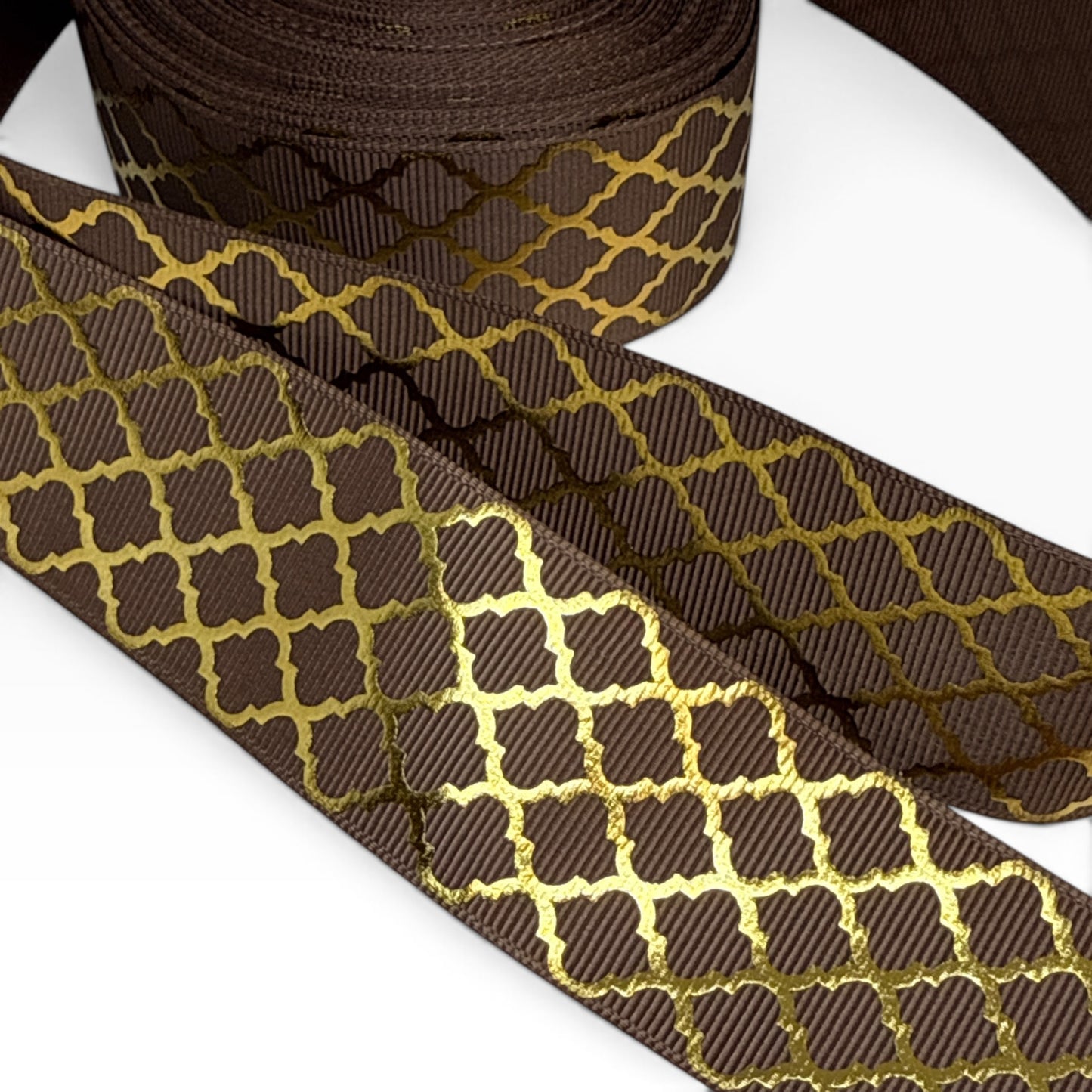 Brown & Gold Ribbon(per yard ) 1.5 inch