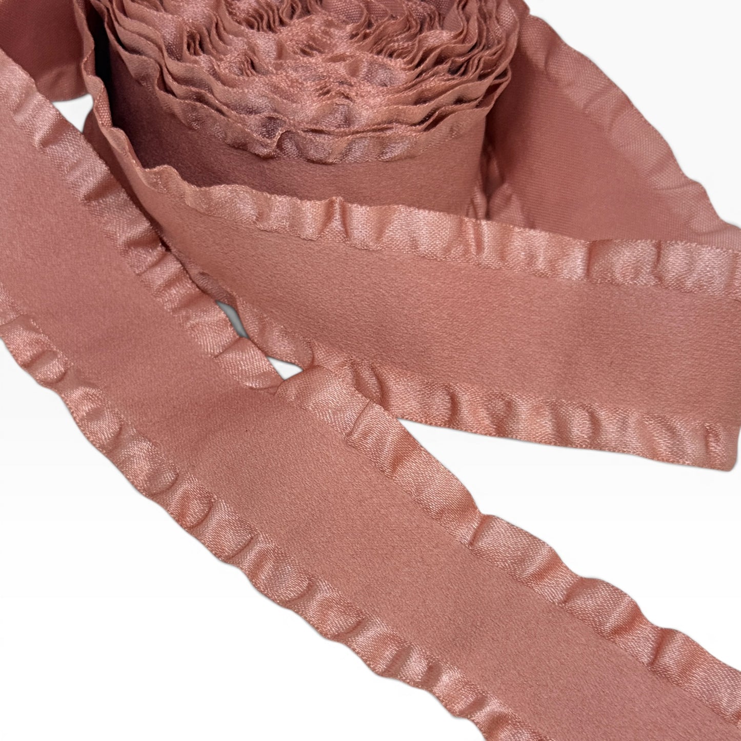 Dusty Rose Ruffle Edge Ribbon (per yard) 1.5 inch