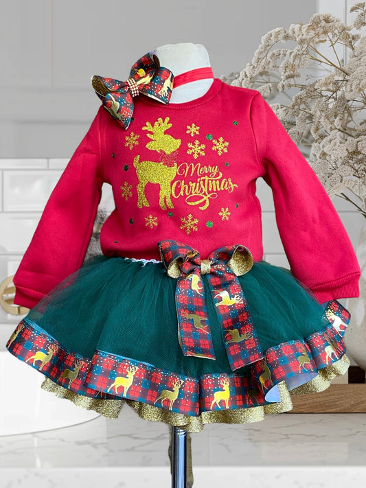 Christmas Tutu Outfit (2 layer Ribbon Trim)