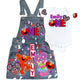 Elmo And Abby Denim outfit, Elmo and Abby jeans overall dress,