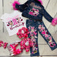 Minnie Denim Outfit, Minnie Jeans outfit ( Double Layer Glitter Design)