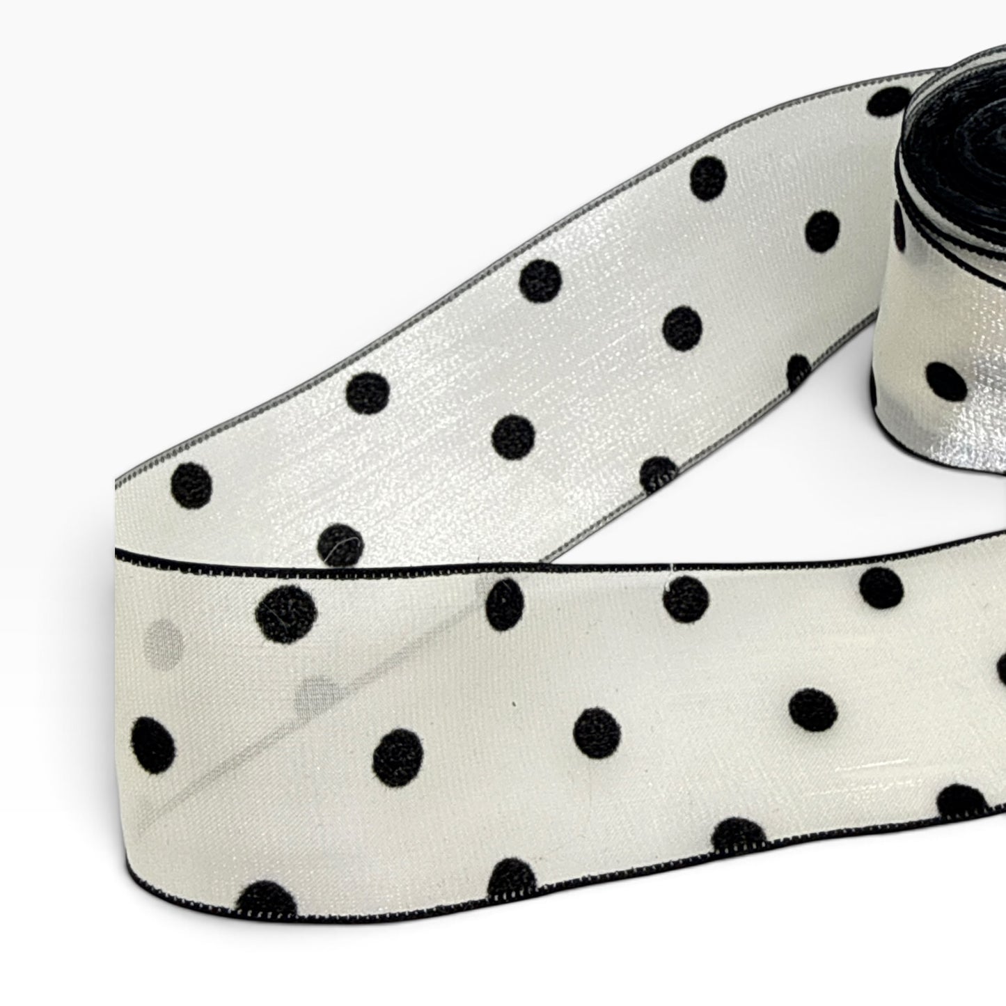 Black & White Polka dot chiffon Ribbon(per yard ) 1.5 inch