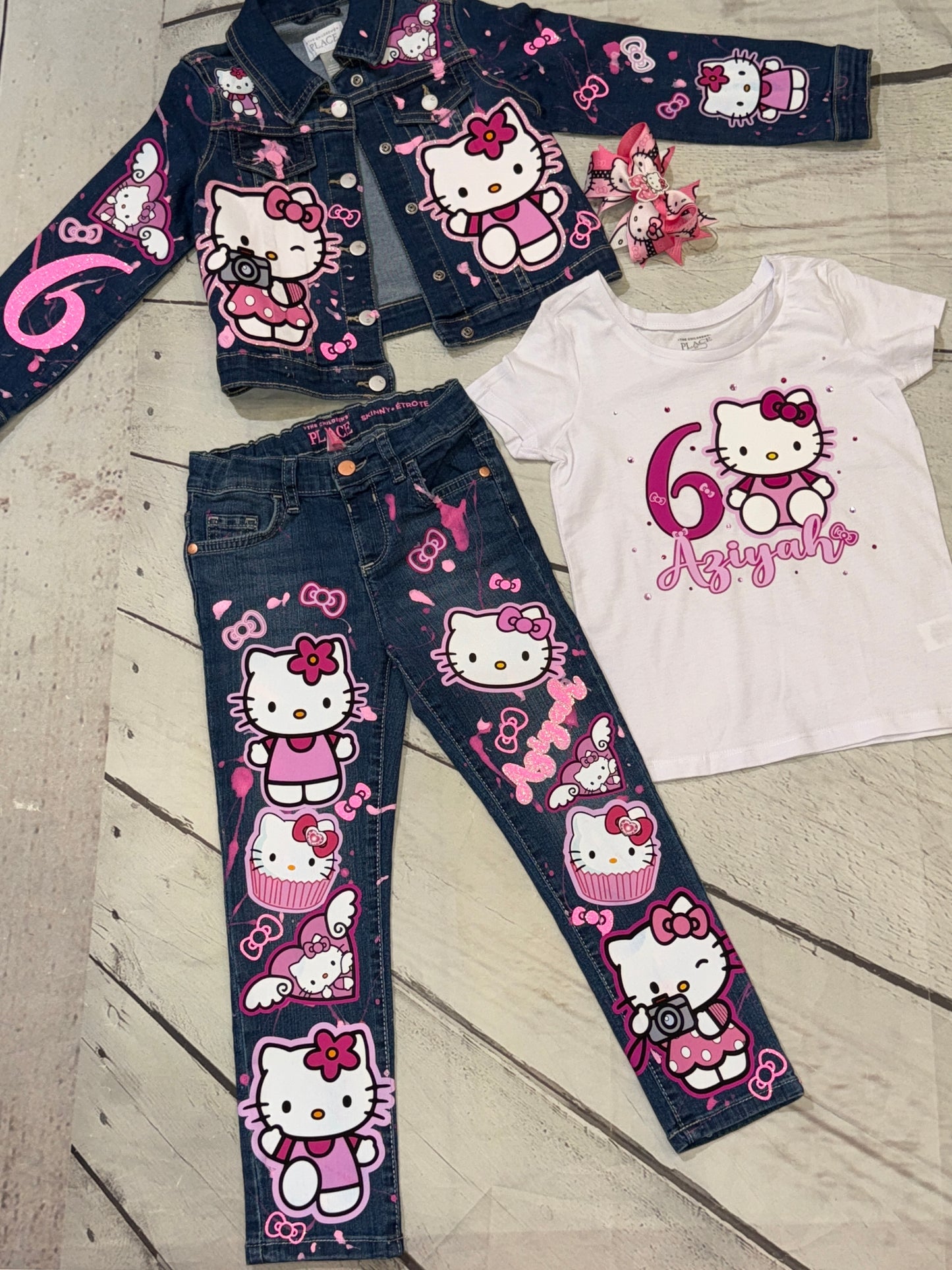Hello kitty Denim Birthday Outfit, Denim Hello Kitty outfit