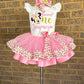 Minnie Mouse Tutu outfit (2 Layer ribbon trim tutu)