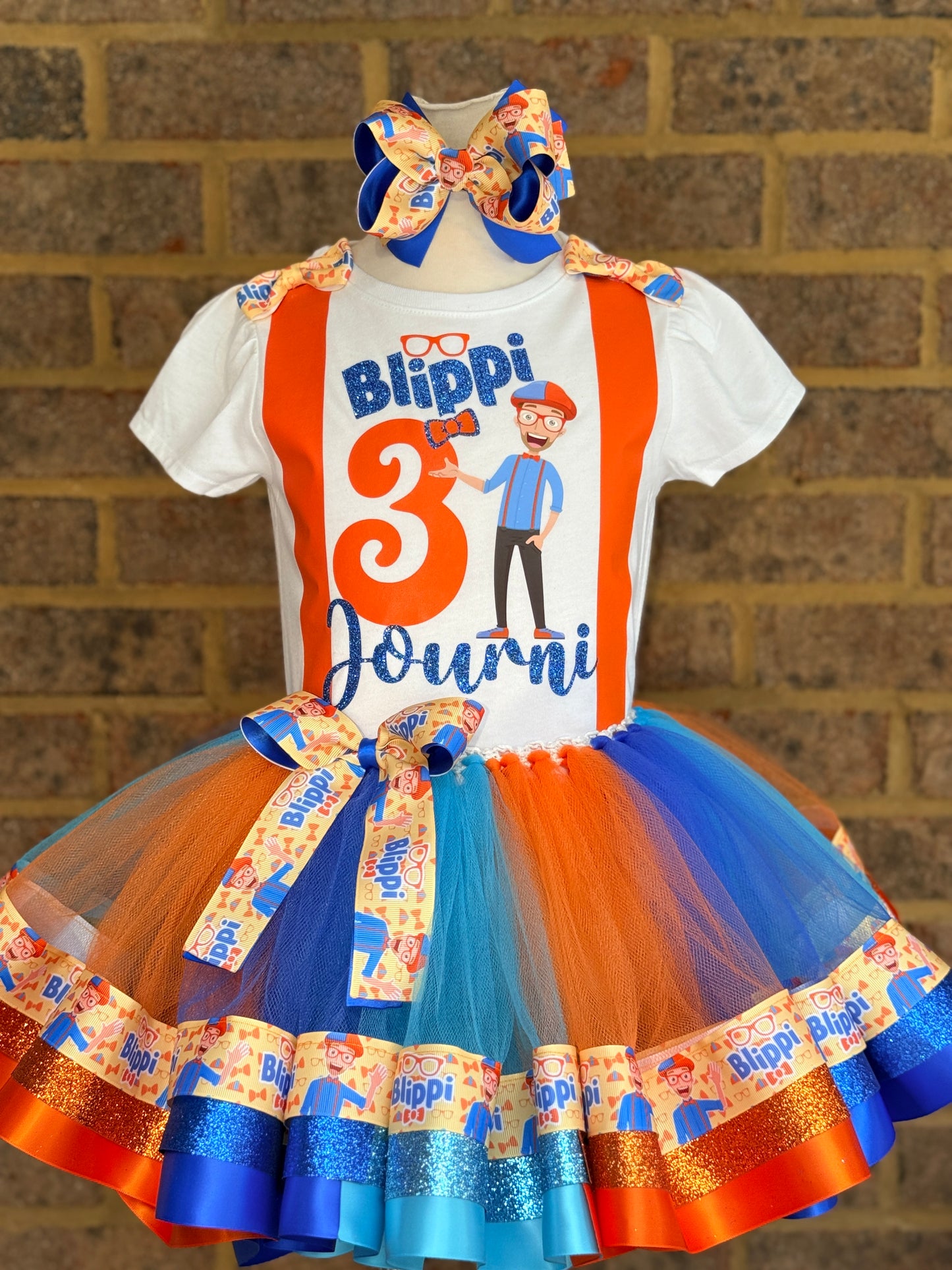 Blippi tutu set, Blippi tutu outfit with matching Socks shoes and hair accessory