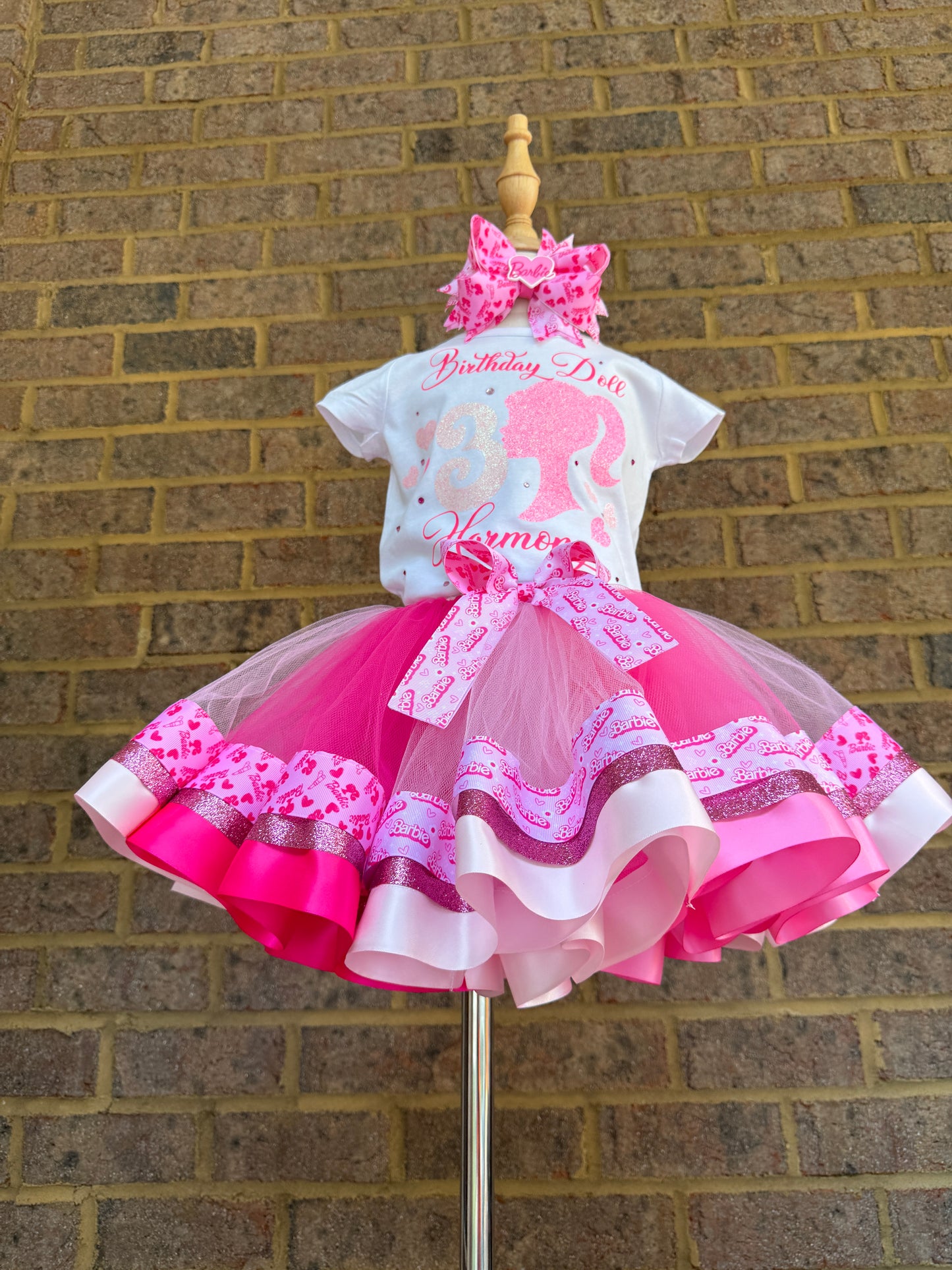 Barbie Tutu Outfit (3 layer Ribbon Trimmed tutu outfit)