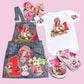 Strawberry Shortcake Denim overall dress, strawberry Shortcake Jeans dress