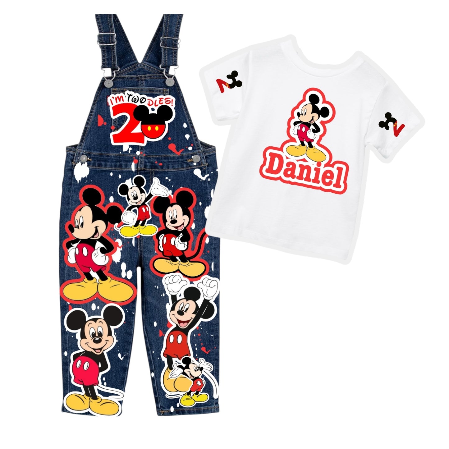 Mickey Mouse Boys Overall / Mickey Mouse Jeans Jumpsuit set with Matching shoes #Mockup