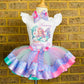 Mermaid Tutu Outfit (2 layer ribbon trim tutu)