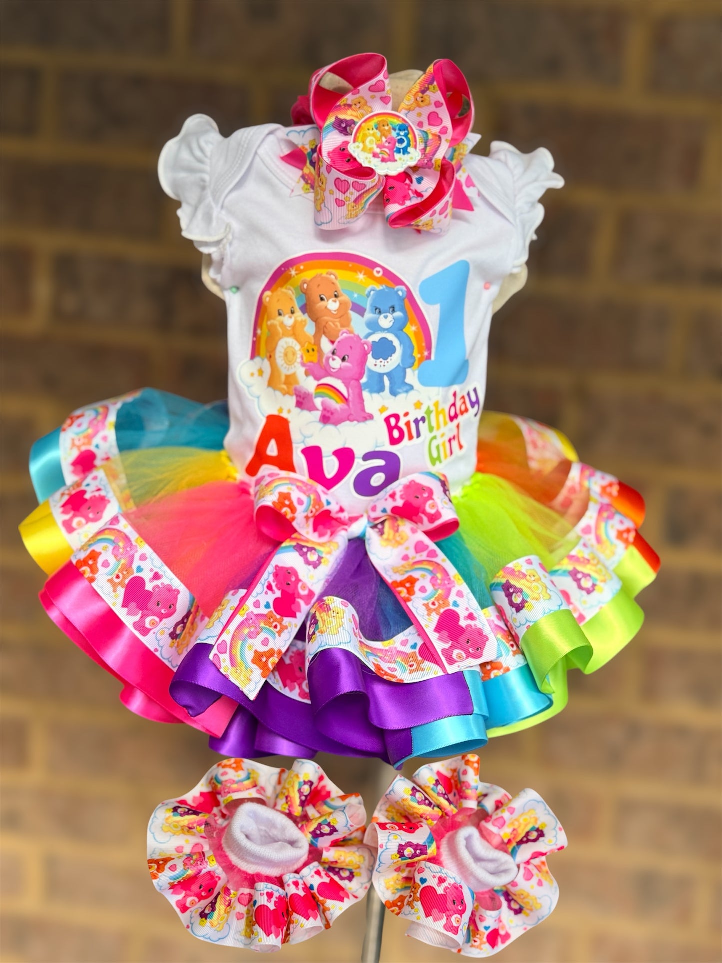 Carebear Tutu Outfit, Carebear tutu set with matching socks and Hair  Accessories
