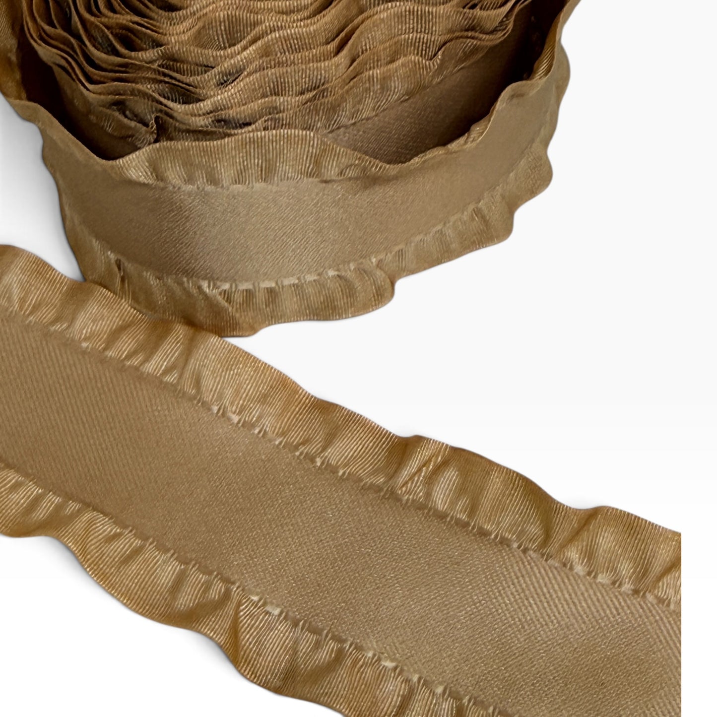 Brown Ruffle Edge Ribbon (per yard) 1.5 inch