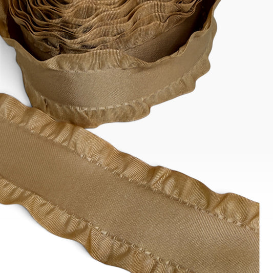 Brown Ruffle Edge Ribbon (per yard) 1.5 inch