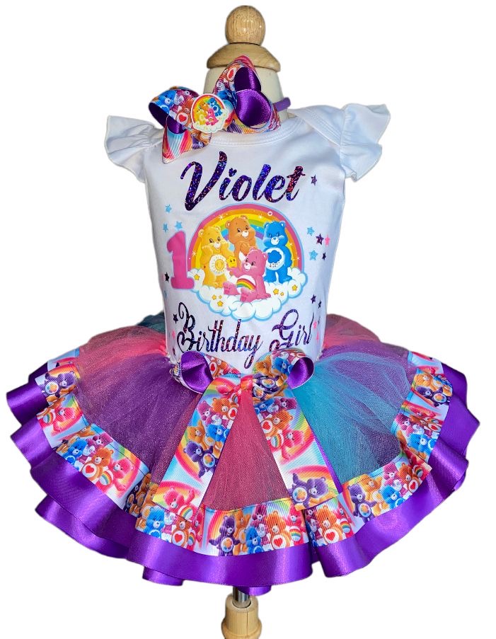 Carebear Tutu Outfit (3 layer Ribbon Trimmed tutu outfit) Carbear5