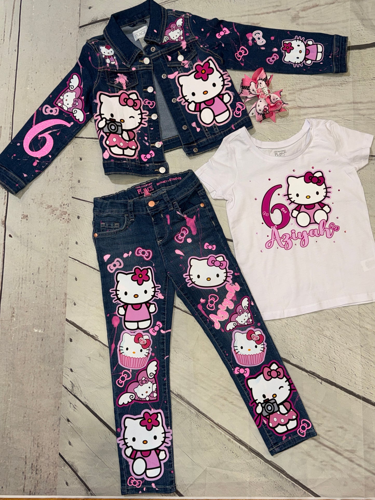 Hello kitty Denim Birthday Outfit, Denim Hello Kitty outfit
