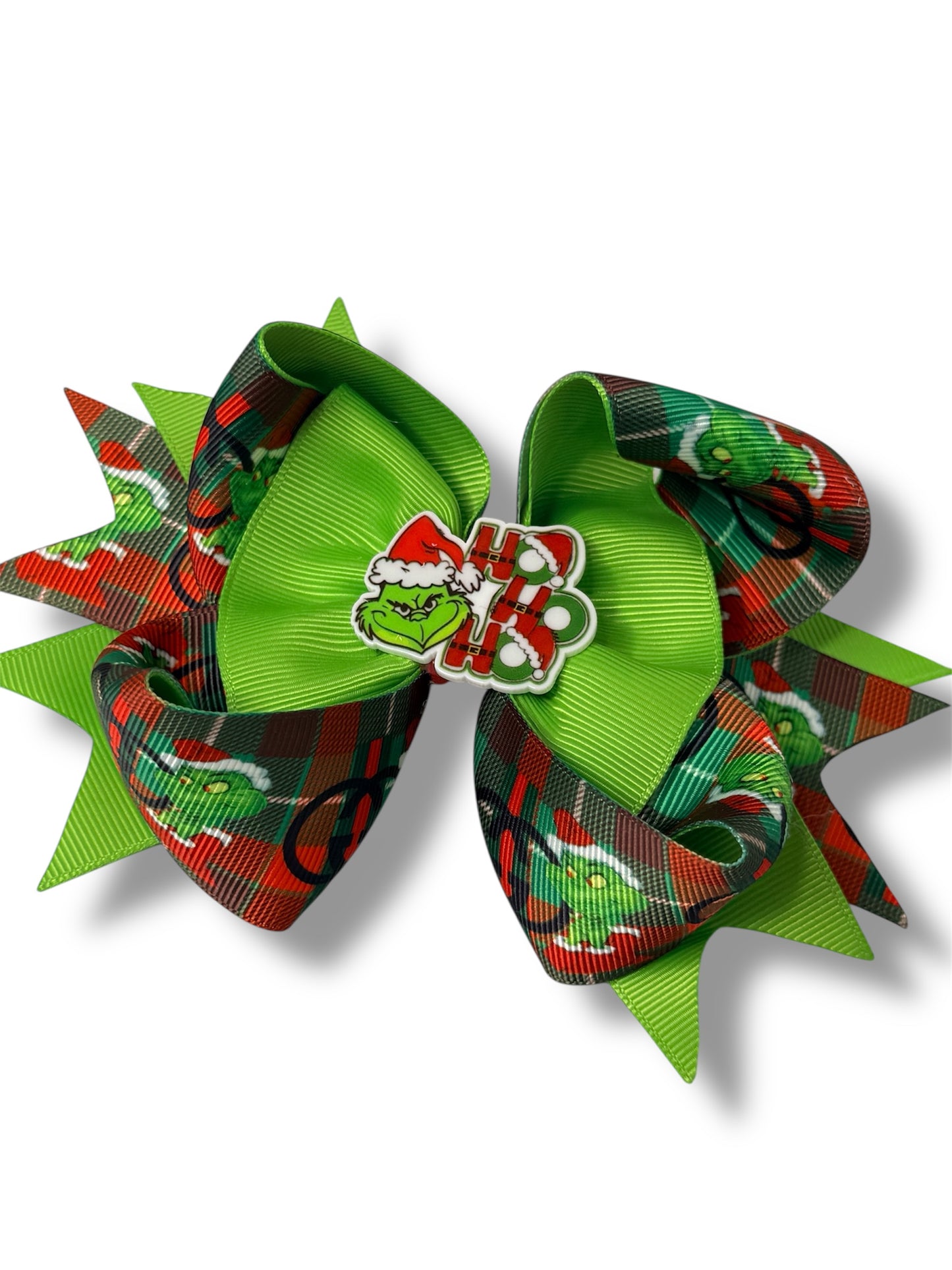 Grinch Hair Clip, Red and Green Grinch Hair clip, Green & Red Christmas Bow Hair Clip for Girls