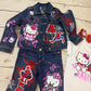 Spider Man & Hello Kitty Denim Set, spider man denim birthday outfit, hello kitty denim birthday outfit