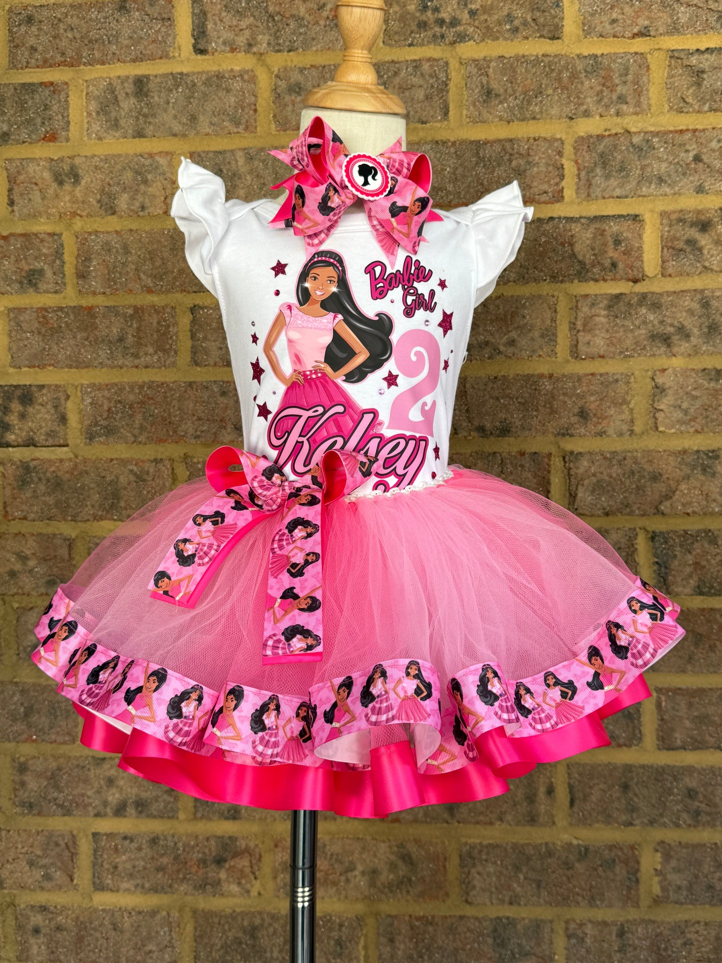 Barbie Tutu Outfit (2 layer ribbon trim tutu)