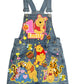 Pooh Bear Denim outfit, Pooh Bear jeans overall dress, Pooh Bear Birthday jeans outfit