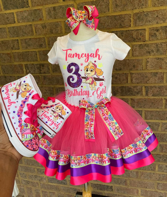 Paw Patrol Tutu Outfit with shoes (3 layer outfit)