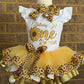 Sun Flower Tutu Outfit (2 layer Ribbon trim tutu)