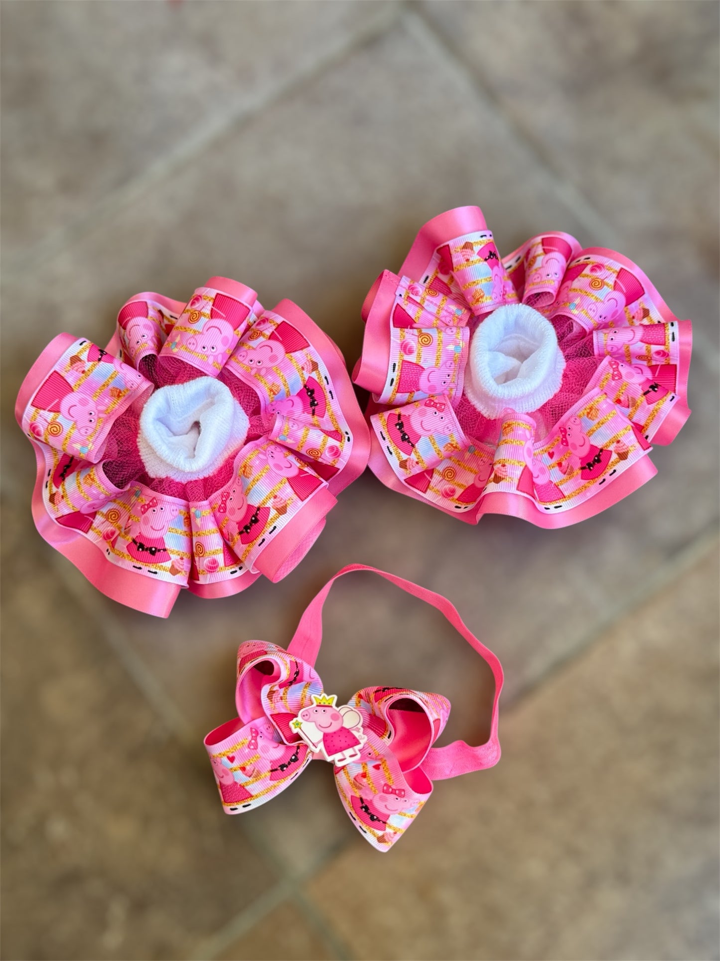 Peppa Pig Ruffle Socks, Peppa Pig Tutu Socks, Peppa Pig Hair Accessory