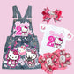 Hello Kitty Denim Overall, Hello Kitty Jeans outfit, Hello Kitty denim Dress