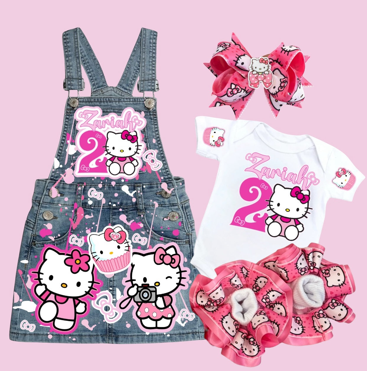 Hello Kitty Denim Overall, Hello Kitty Jeans outfit, Hello Kitty denim Dress