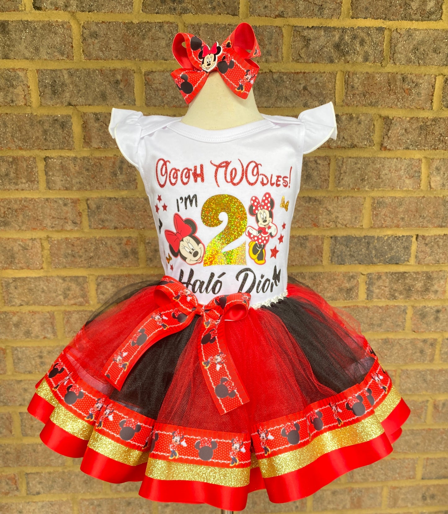 Minnie Mouse Tutu Outfit (3 layer Ribbon Trimmed tutu outfit) Minnie Outfit 2