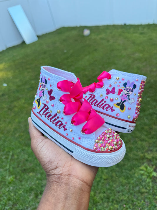 Minnie Mouse Bling Converse Sneakers, Minnie Mouse Bling Personalized converse sneakers