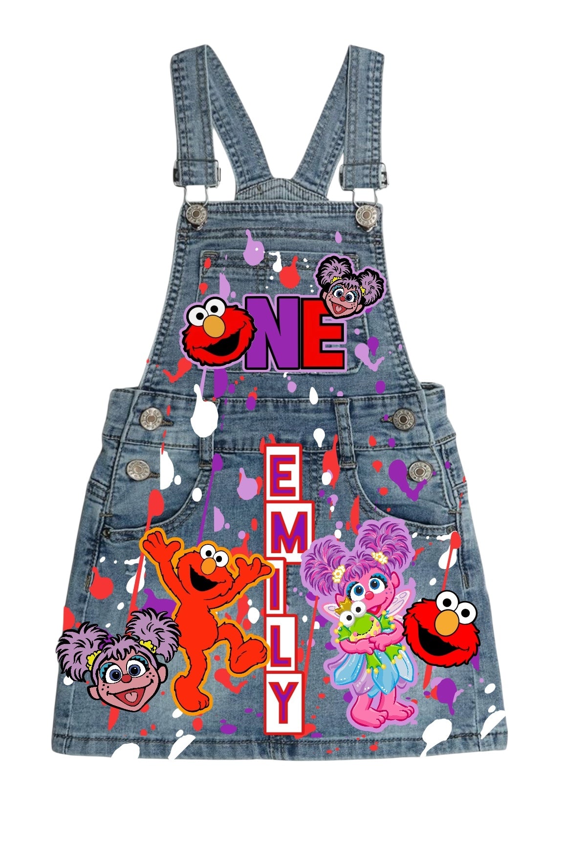Elmo And Abby Denim outfit, Elmo and Abby jeans overall dress,