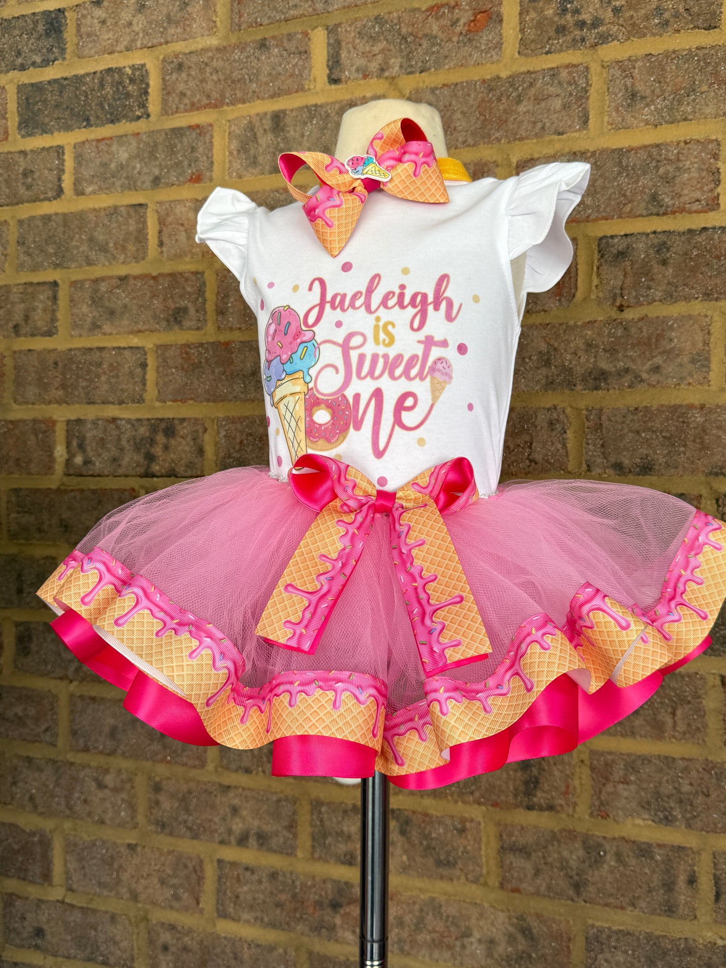 Sweet One Tutu Outfit (2 layer ribbon trim tutu)