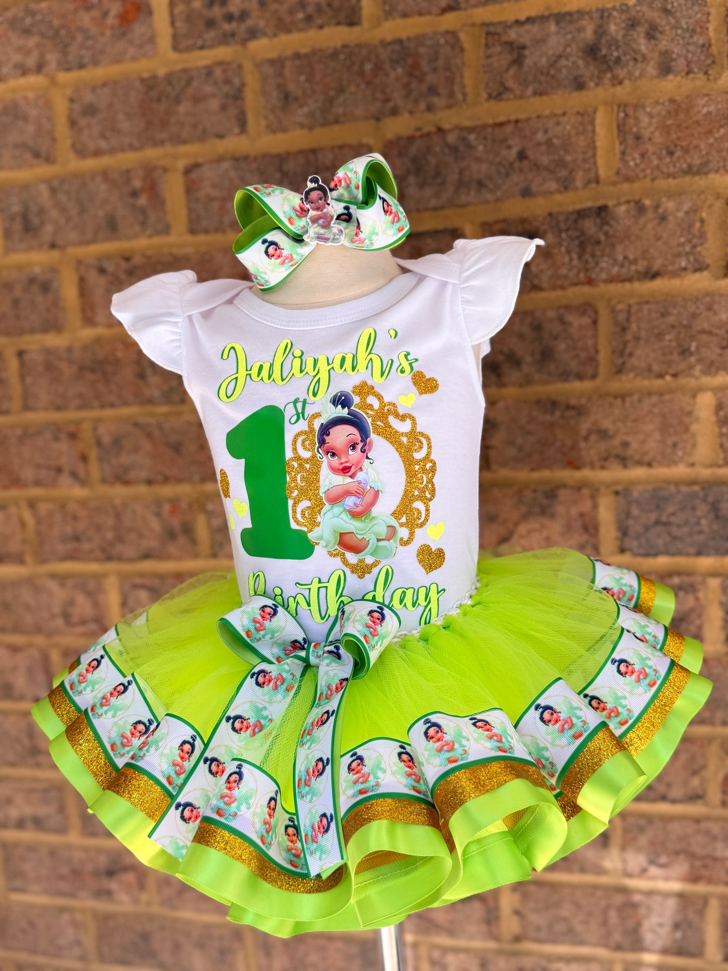 Tiana tutu set with Matching Socks, Tiana tutu outfit, Princess Tiana tutu (Copy)
