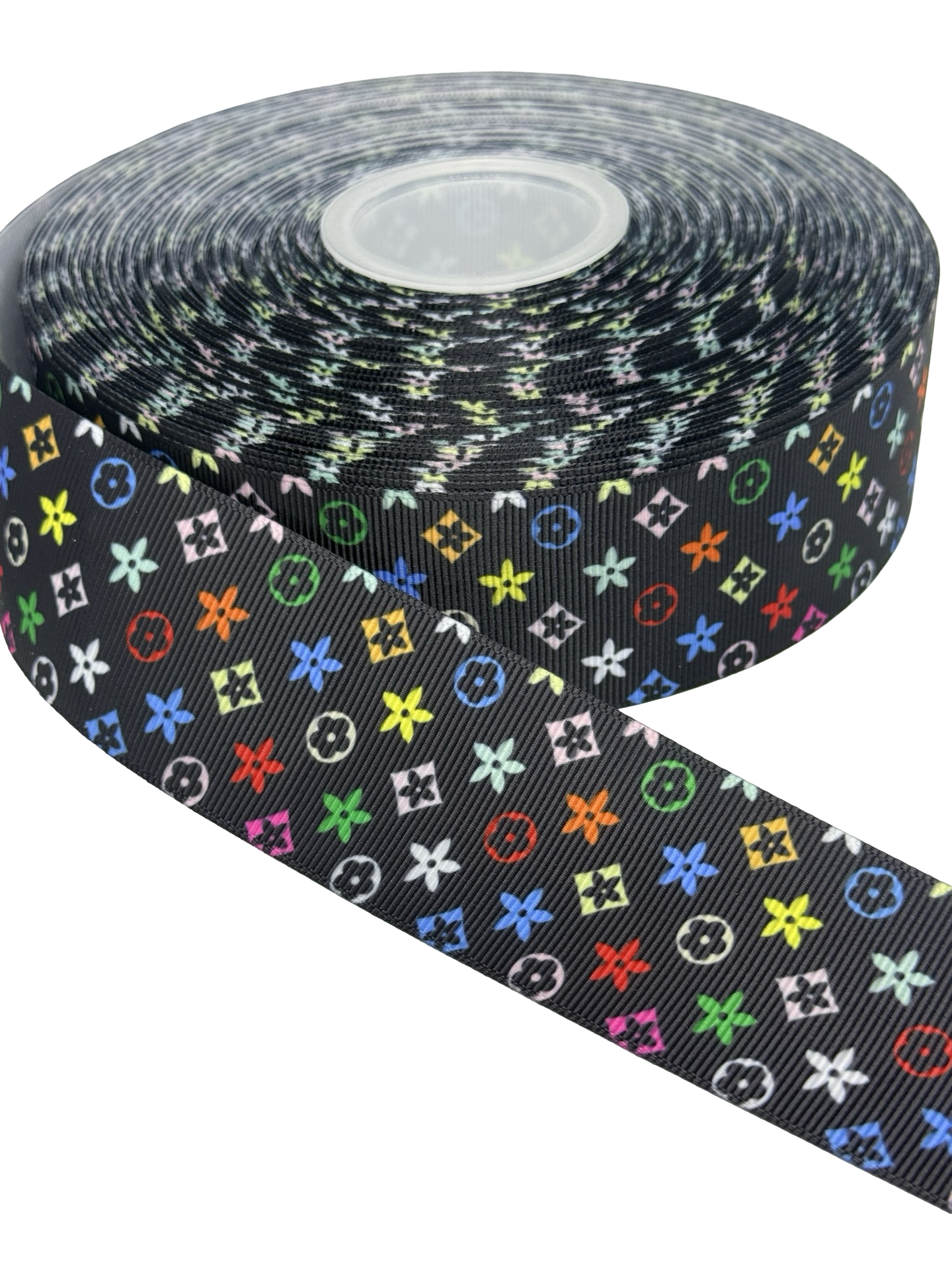 Multi-Color  Ribbon Print, Flower print ribbon  🟢 (38mm / 1.5 inch Ribbon)