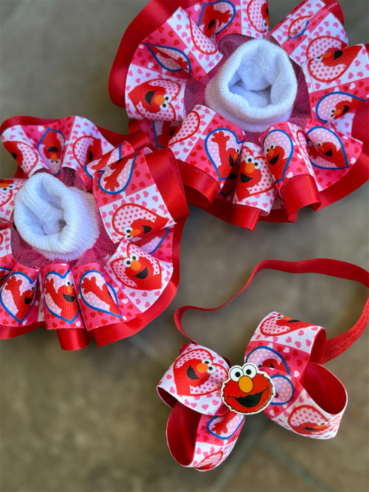 Elmo Ruffle Socks, Elmo Tutu Socks, Elmo Hair Accessory