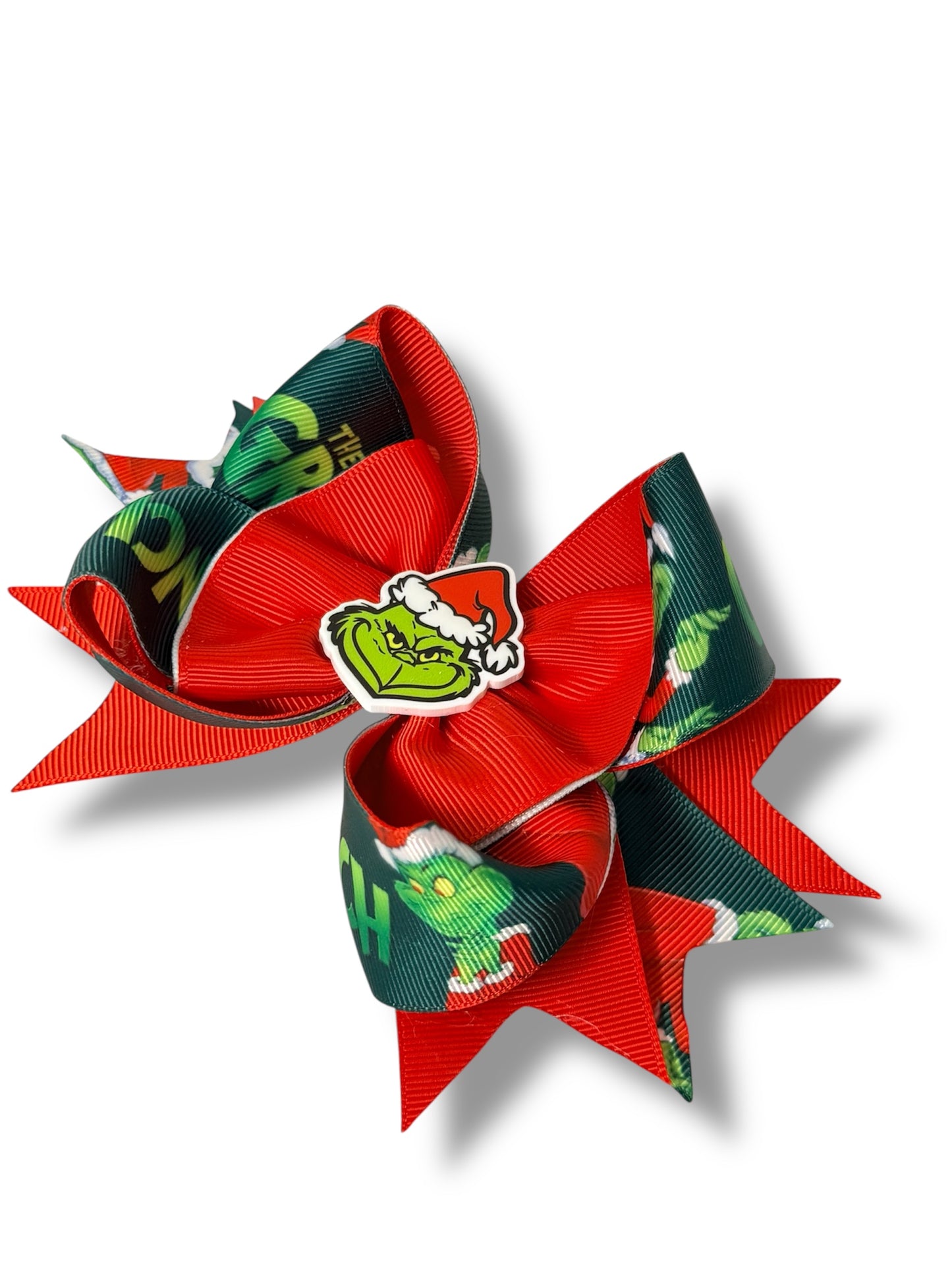 (Set Of 3 ) Grinch Hair Clip, Red and Green Grinch Hair clip, Green & Red Christmas Bow Hair Clip for Girls